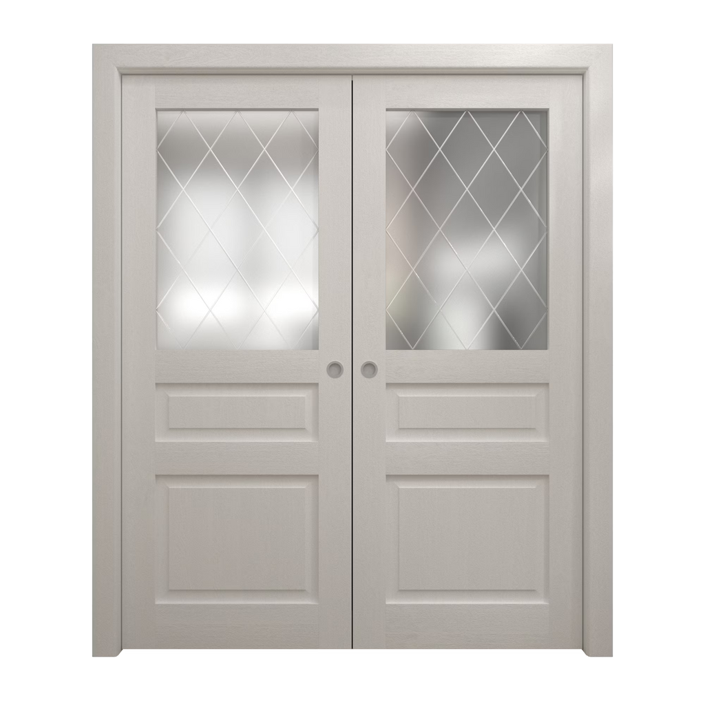 Sliding French Double Pocket Doors 36 x 80 inches Solid Wood Interior Doors O8537