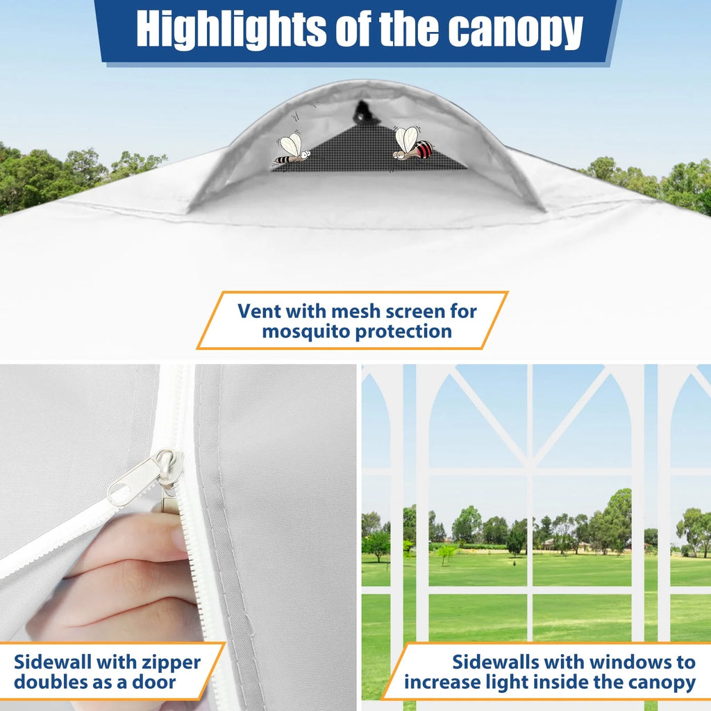 10'x10' Pop Up Canopy with Sidewalls and Sandbags S923