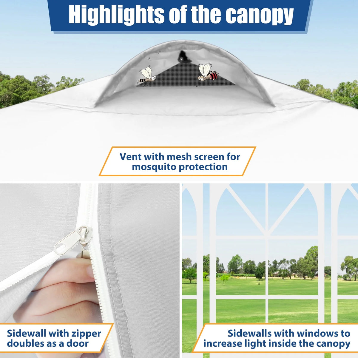 10'x10' Pop Up Canopy with Sidewalls and Sandbags S923