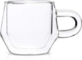 Clear 4Oz Double Walled Glass Espresso Cups with Handles S6035
