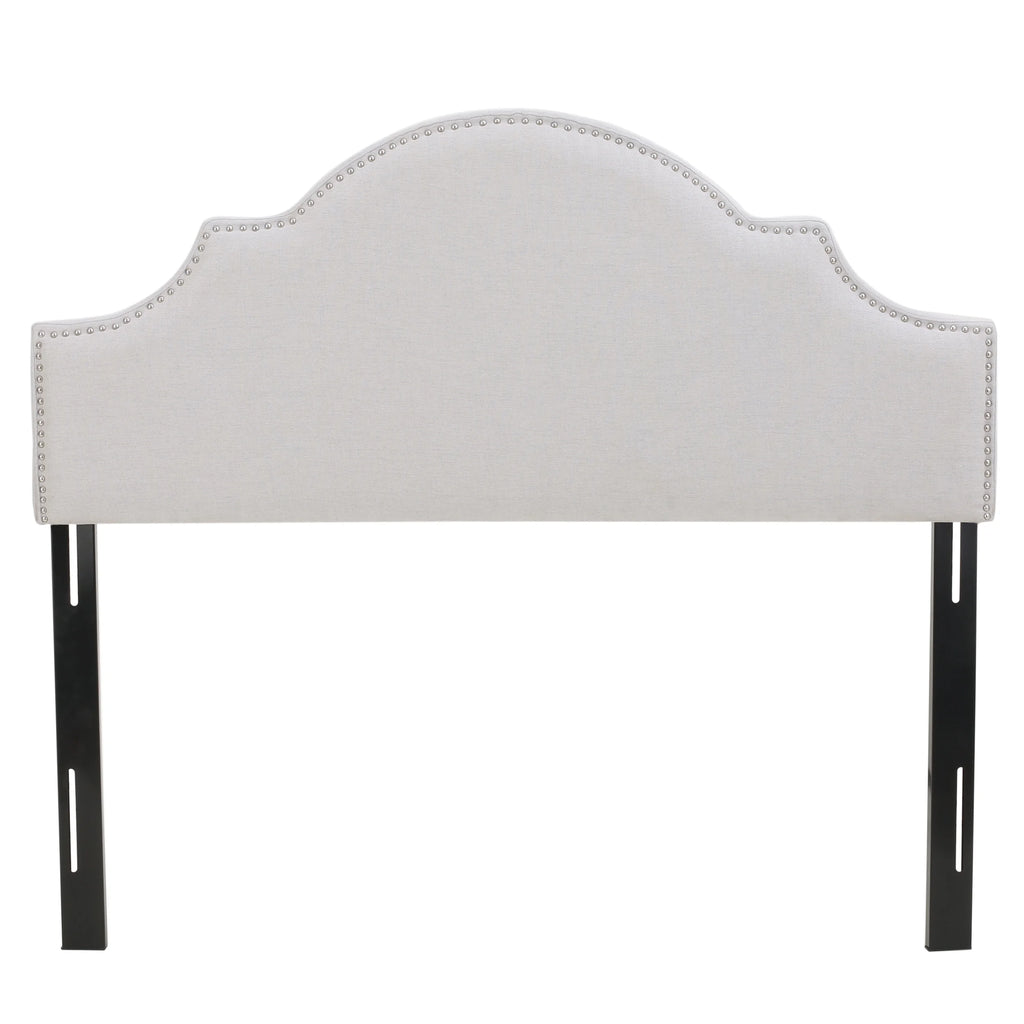 Light Gray Fabric Full/Queen Headboard with Nailhead Trim W9222