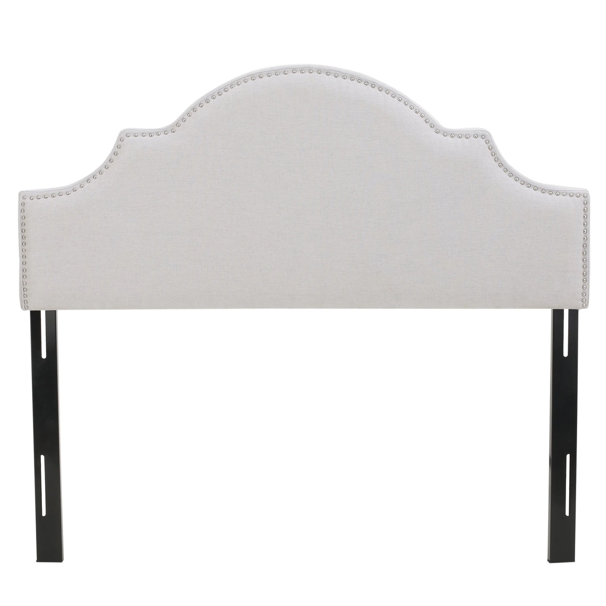 Light Gray Fabric Full/Queen Headboard with Nailhead Trim W9222