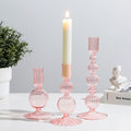 Pink Glass Candlestick Holder Set of 3 R327770