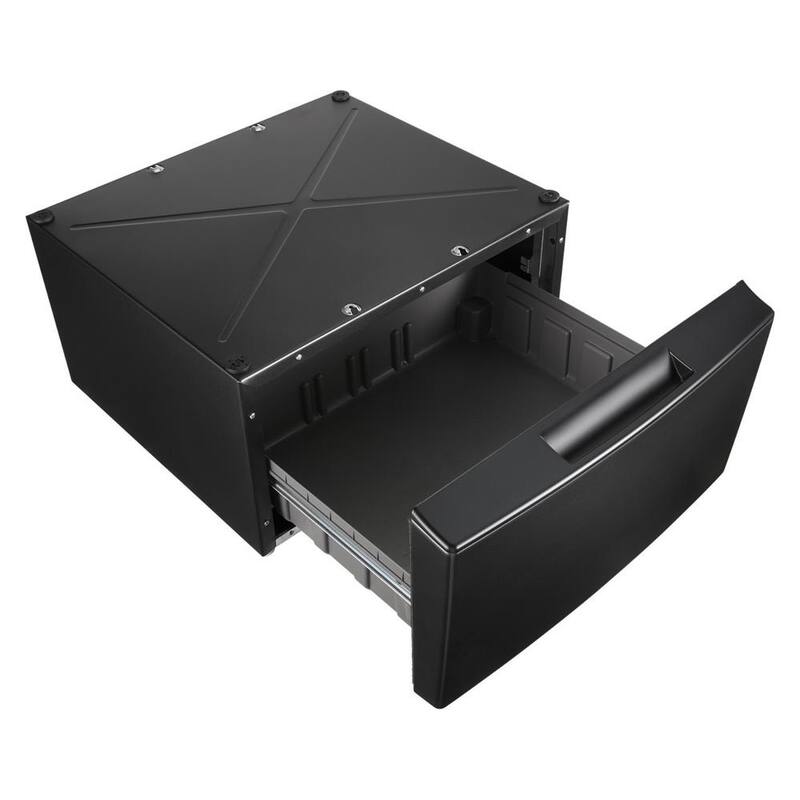 Black Laundry Pedestal with Storage Drawer P1235
