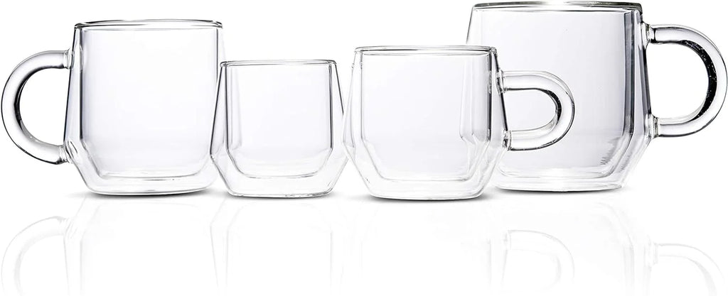 Clear 4Oz Double Walled Glass Espresso Cups with Handles S6035