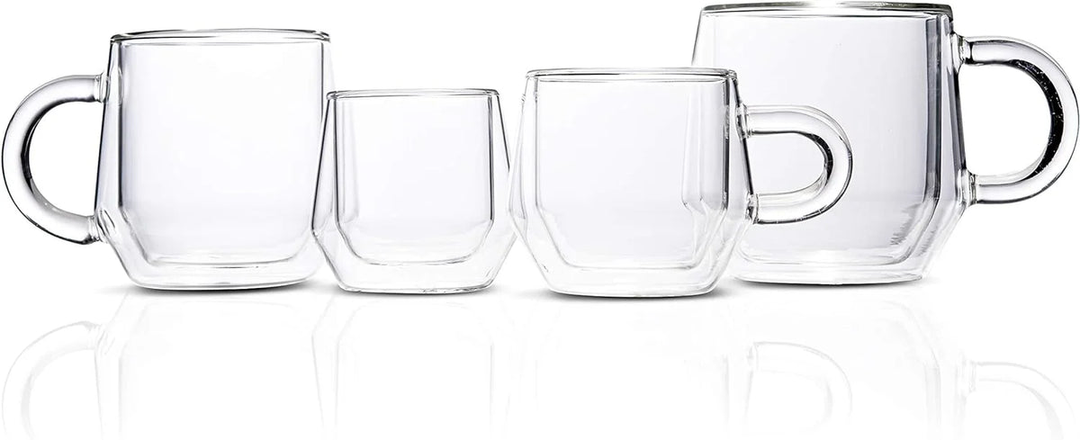 Clear 4Oz Double Walled Glass Espresso Cups with Handles S6035