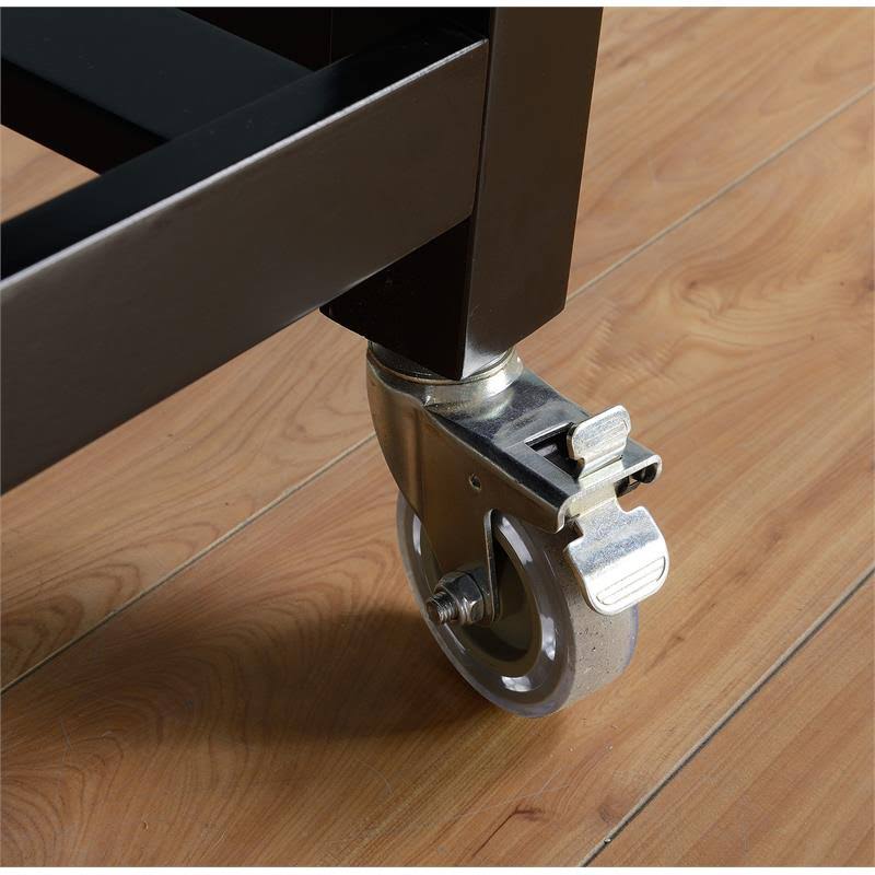 Black Wood Kitchen Island Cart with Natural Wood Top B246818