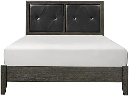 Contemporary Wood California King Bed in Dark Gray/Black B8849