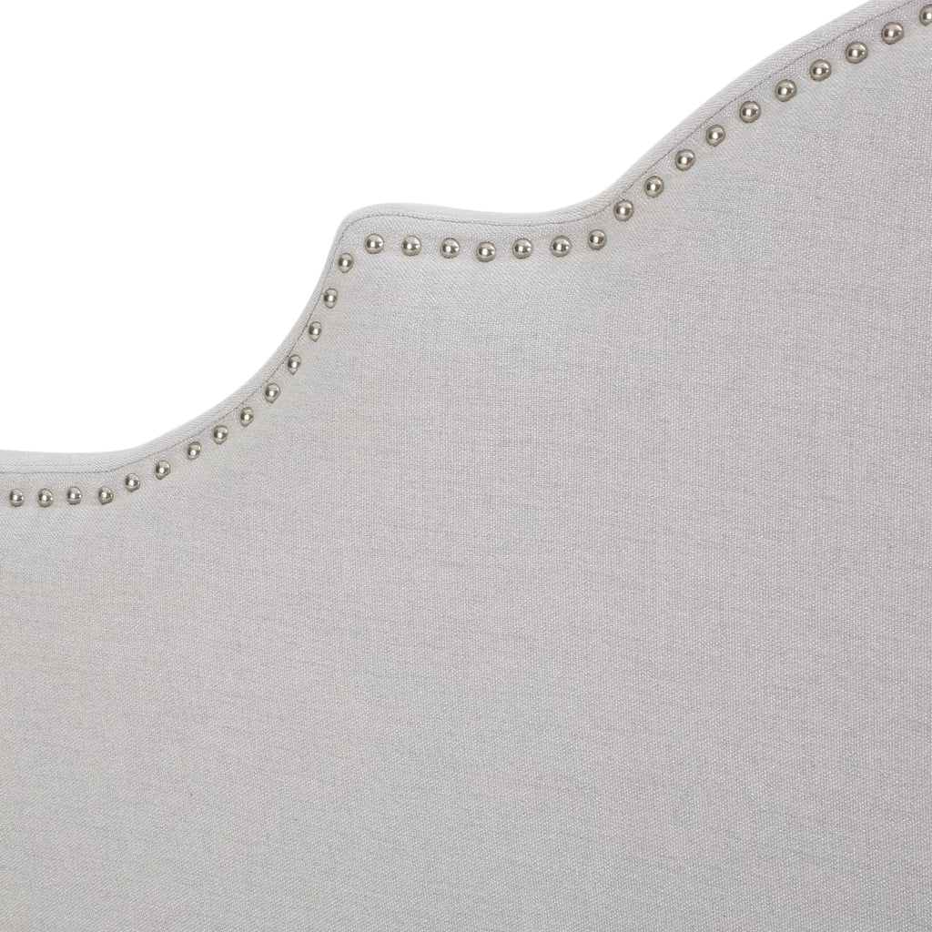 Light Gray Fabric Full/Queen Headboard with Nailhead Trim W9222