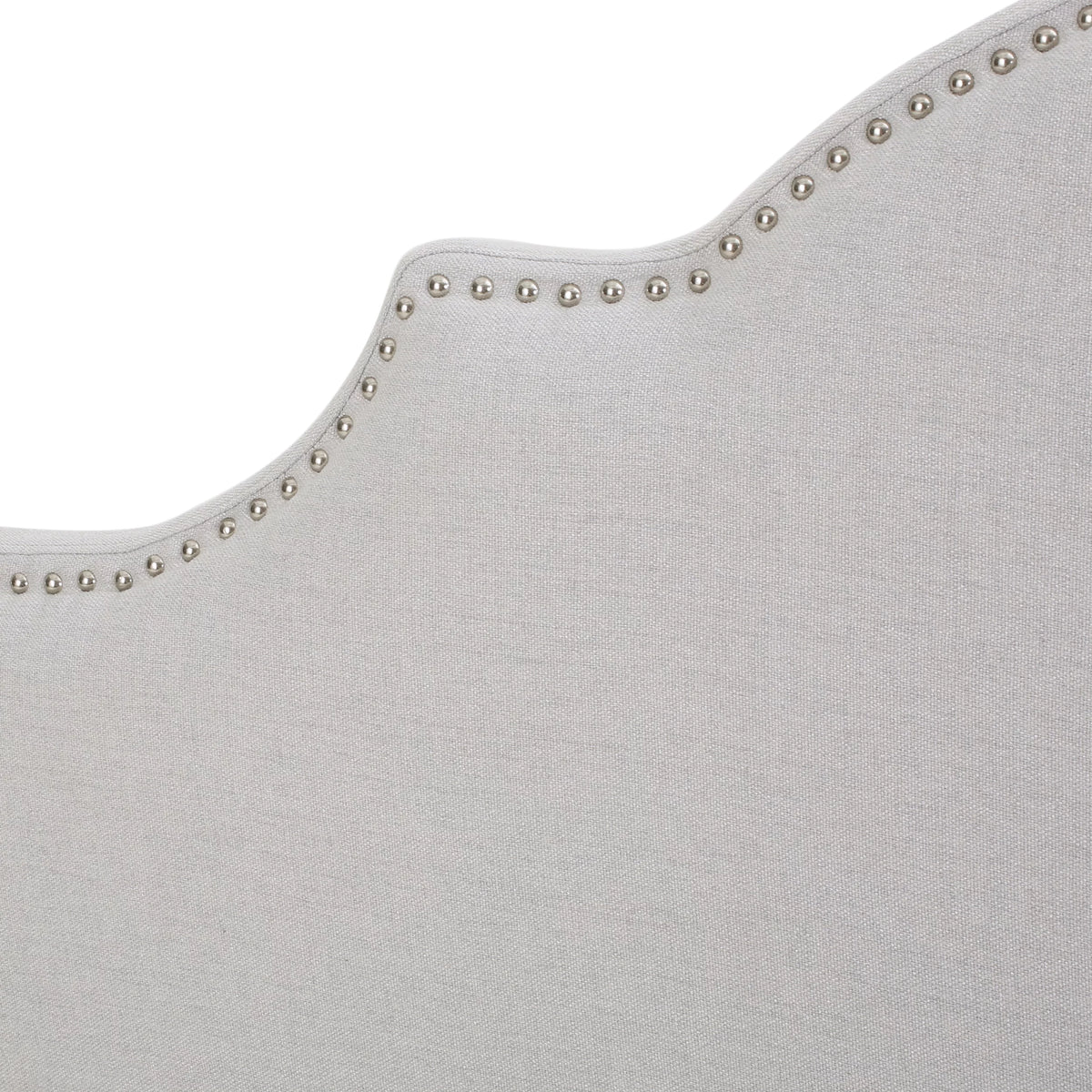 Light Gray Fabric Full/Queen Headboard with Nailhead Trim W9222