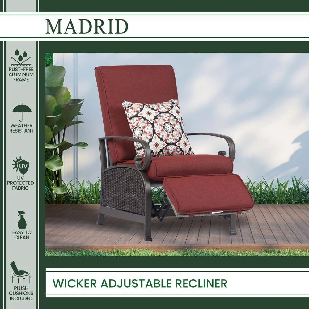 Brown/Red Wicker Adjustable Recliner K6734