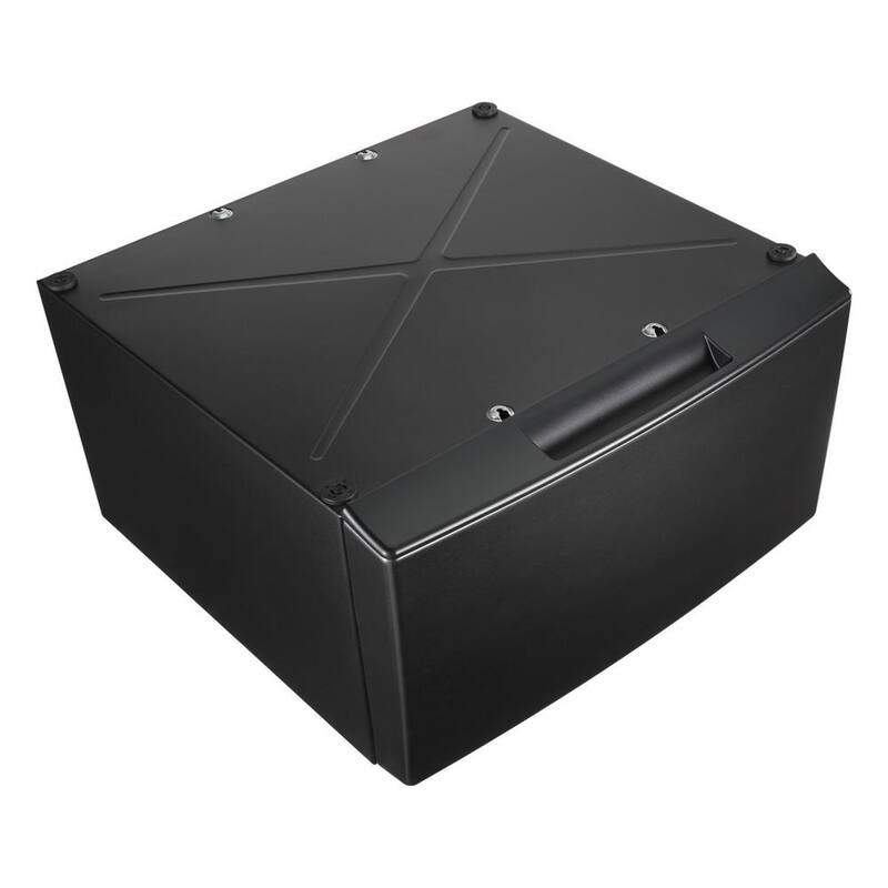 Black Laundry Pedestal with Storage Drawer P1235