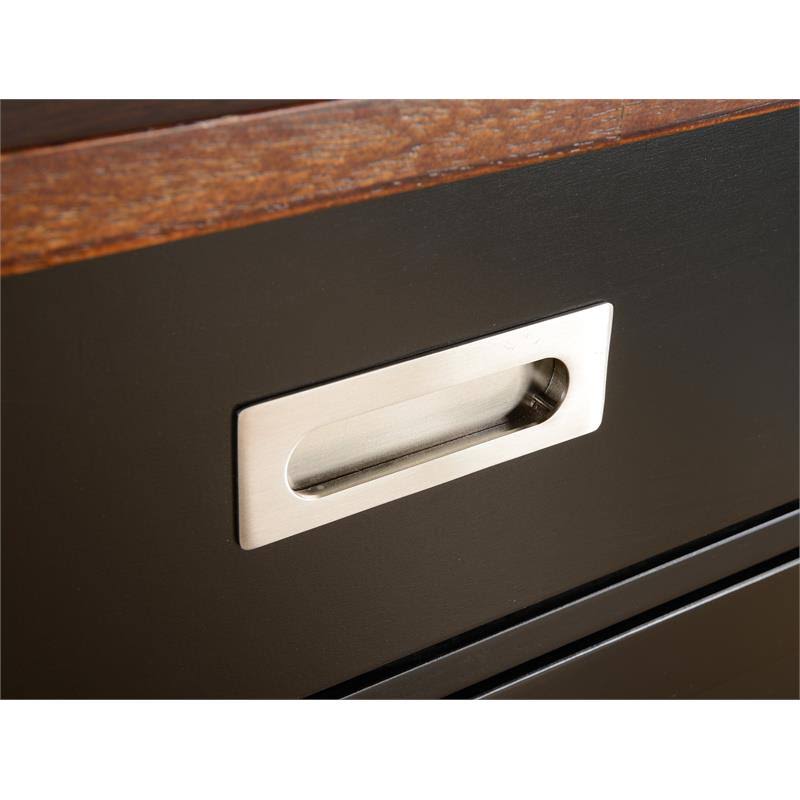 Black Wood Kitchen Island Cart with Natural Wood Top B246818