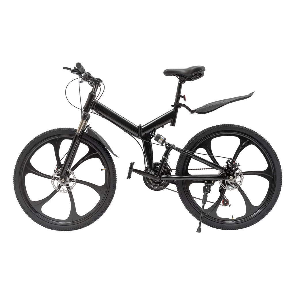 Folding Mountain Bike Carbon Steel Full Suspension Black Y78734