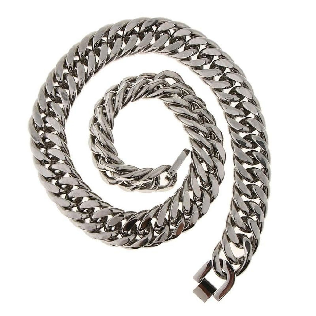 Stainless Steel Cuban Link Chain Necklace J38410