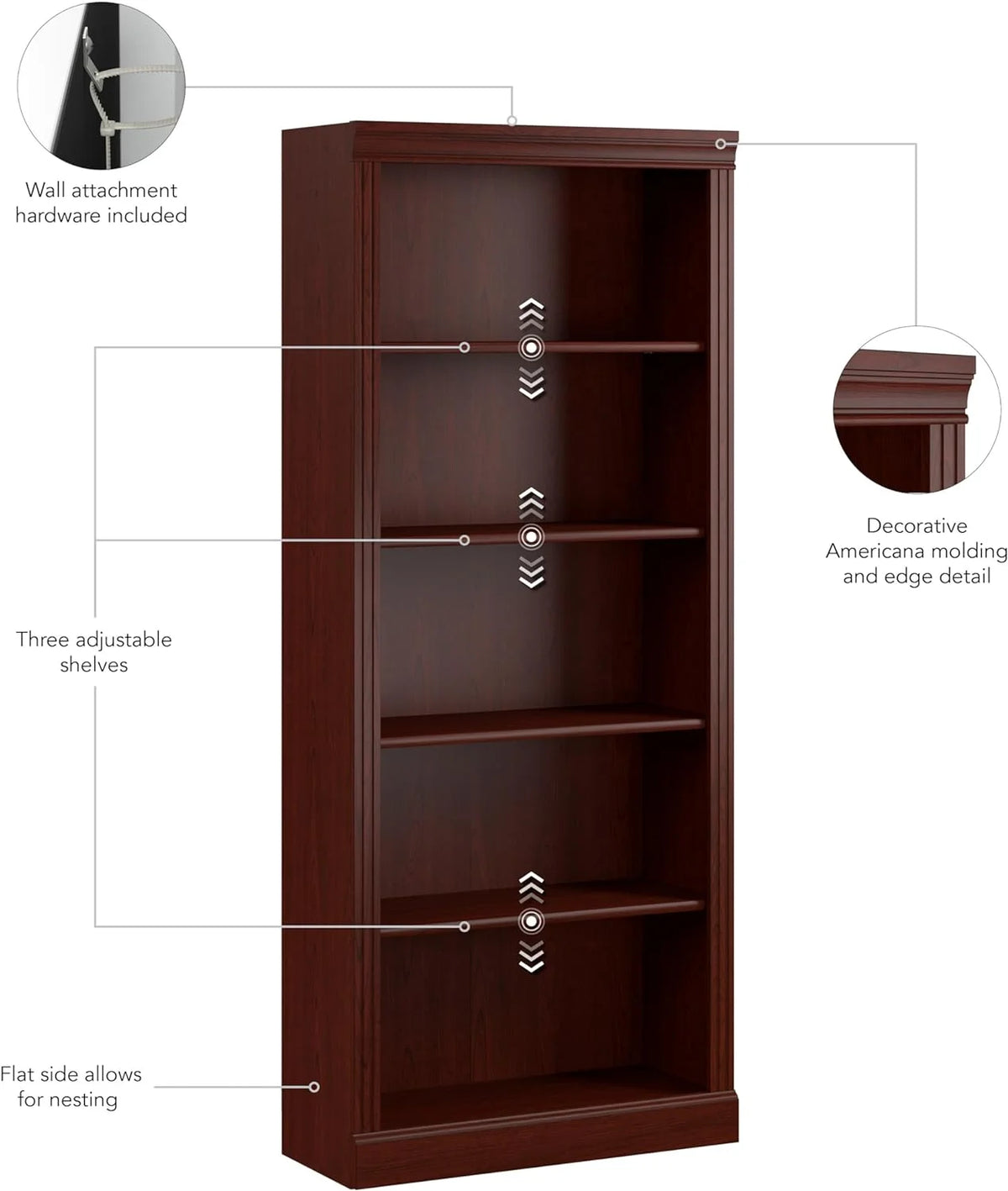 Harvest Cherry 5 Shelf Bookcase G81249