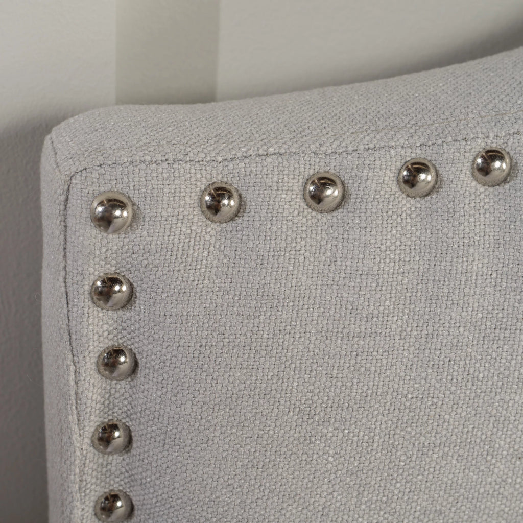 Light Gray Fabric Full/Queen Headboard with Nailhead Trim W9222