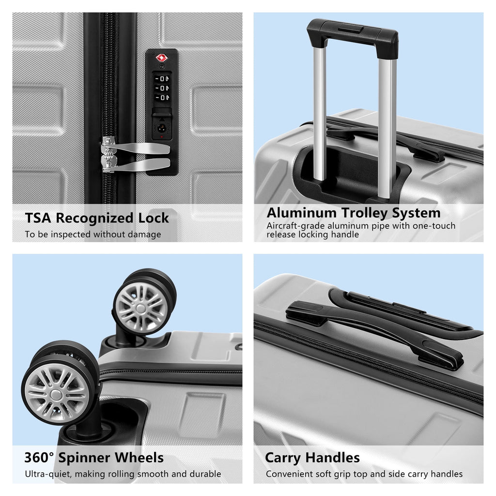 Silver 5 Piece Hardside Spinner Luggage Set D593