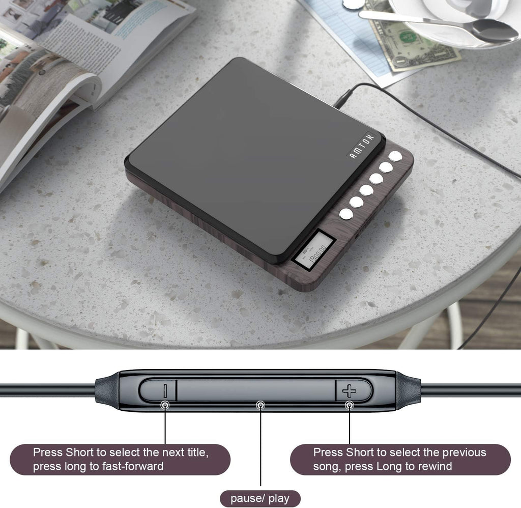 Portable CD Player with Double Headphones Jack Y790