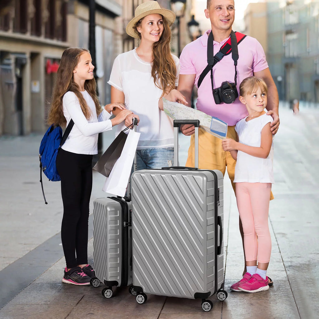 Silver 5 Piece Hardside Spinner Luggage Set D593