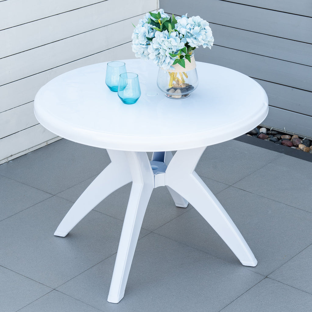 Round Plastic Patio Table with Umbrella Hole Q652