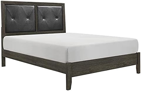 Contemporary Wood California King Bed in Dark Gray/Black B8849