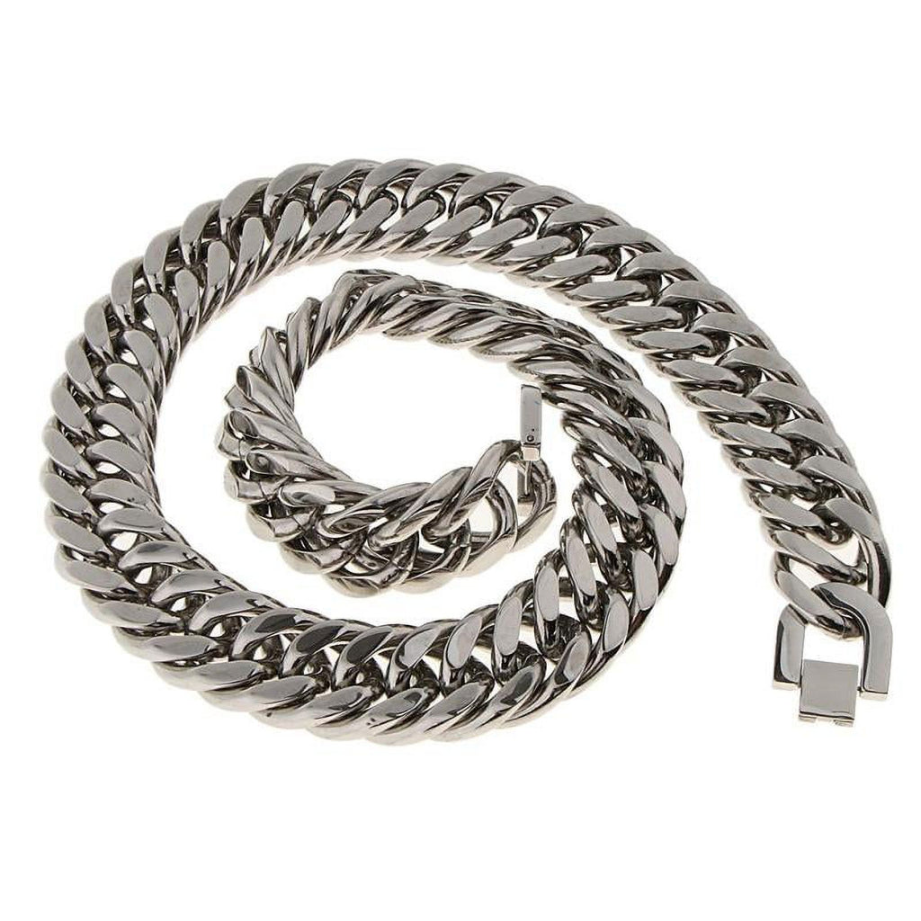 Stainless Steel Cuban Link Chain Necklace J38410