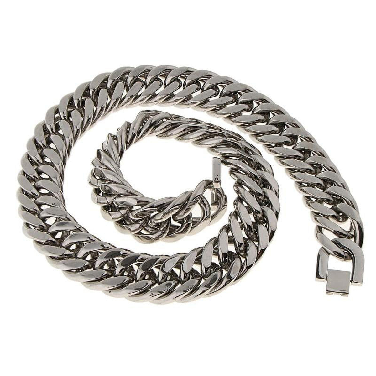 Stainless Steel Cuban Link Chain Necklace J38410