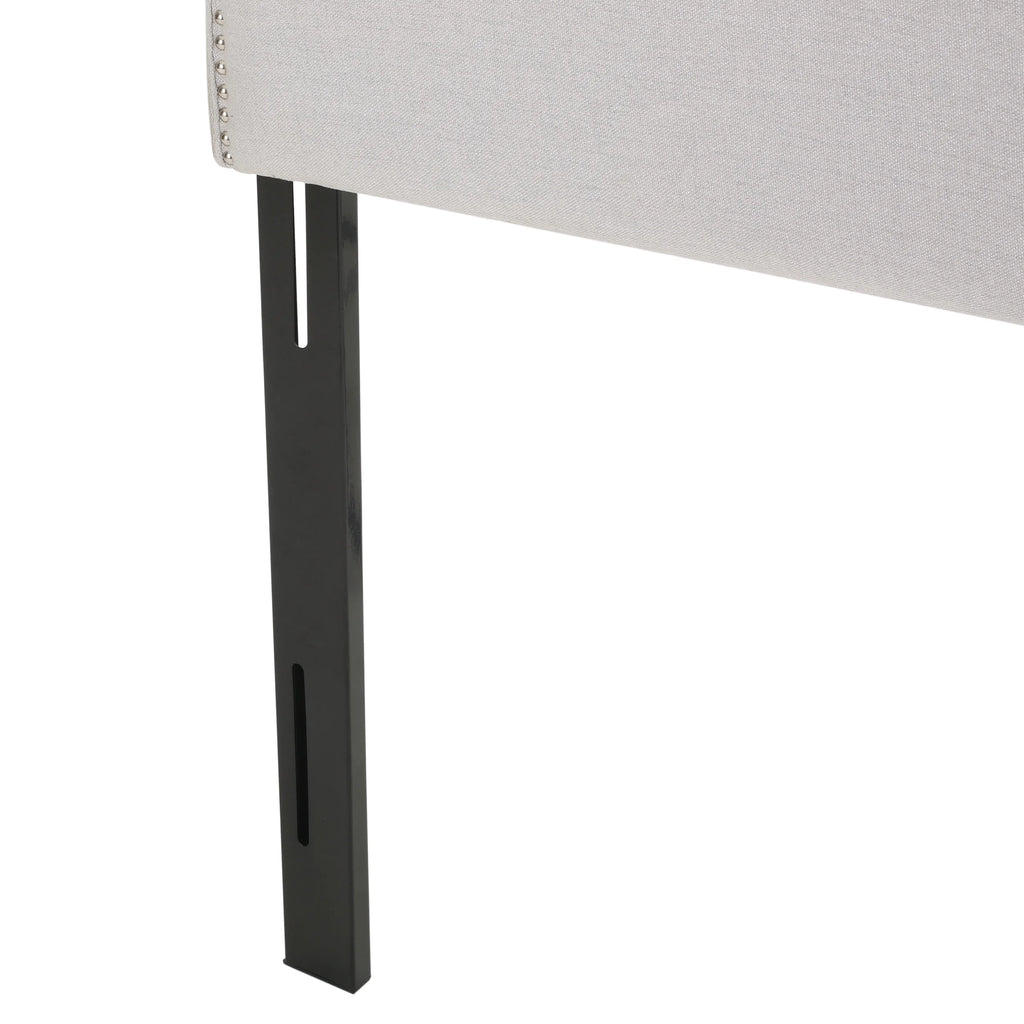 Light Gray Fabric Full/Queen Headboard with Nailhead Trim W9222