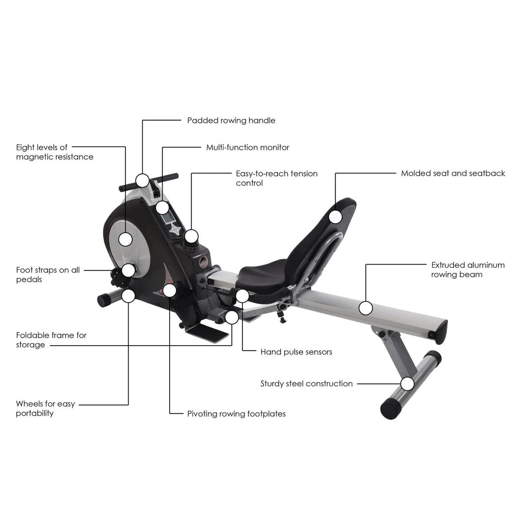2 in 1 Recumbent Exercise Bike and Rower Machine O671298