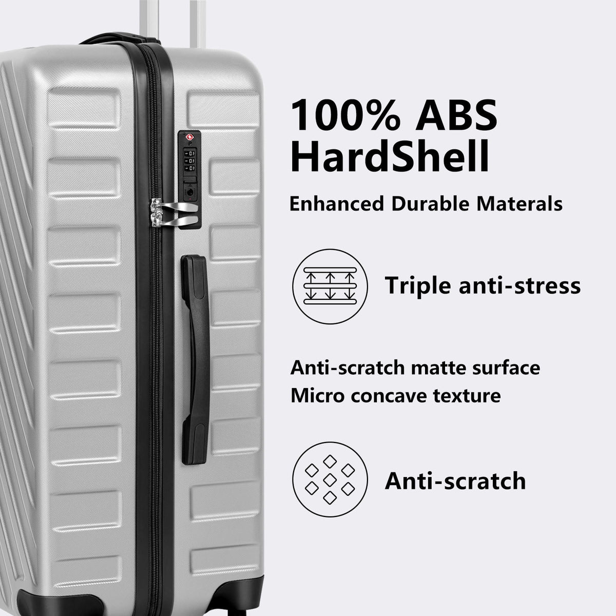 Silver 5 Piece Hardside Spinner Luggage Set D593