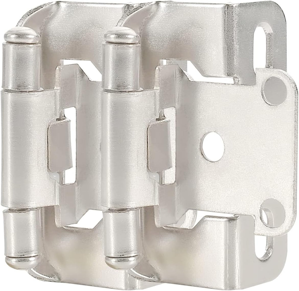 20 Pack 1/2” Self Closing Brushed Nickel Semi Wrap Cabinet Hinges R782