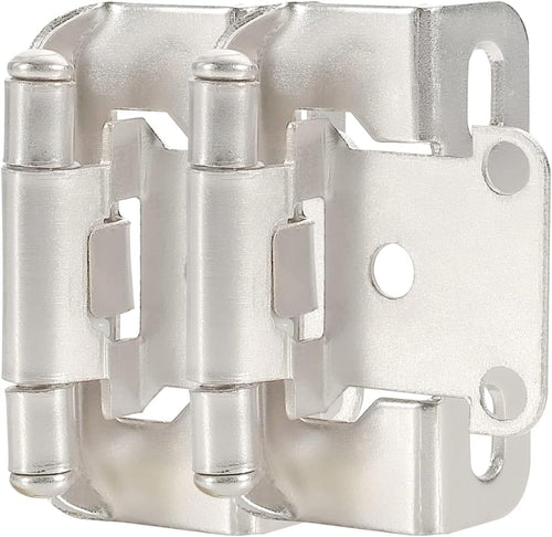 20 Pack 1/2” Self Closing Brushed Nickel Semi Wrap Cabinet Hinges R782