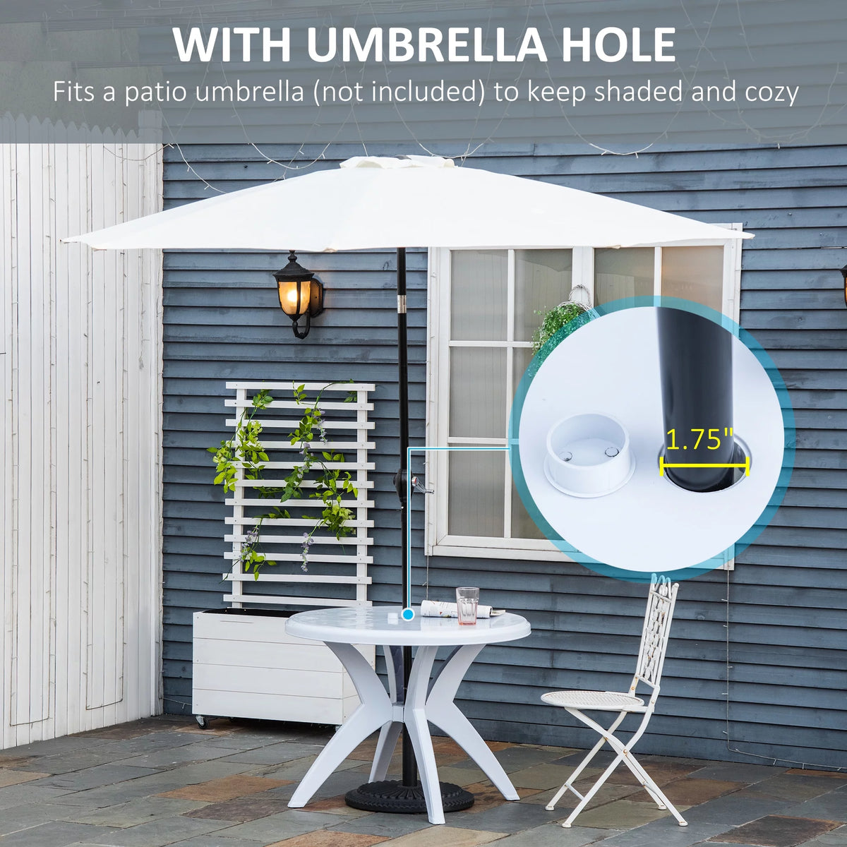 Round Plastic Patio Table with Umbrella Hole Q652