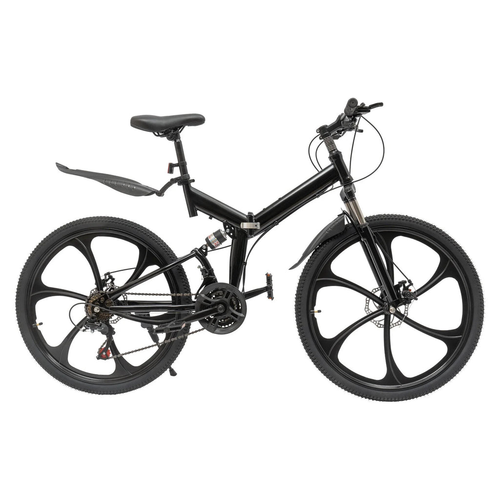 Folding Mountain Bike Carbon Steel Full Suspension Black Y78734