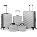 Silver 5 Piece Hardside Spinner Luggage Set D593