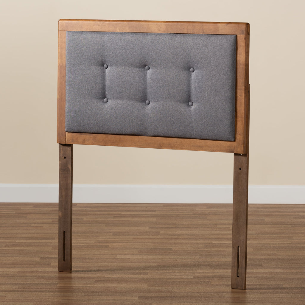 Dark Grey Walnut Tufted Upholstered Headboard X79687