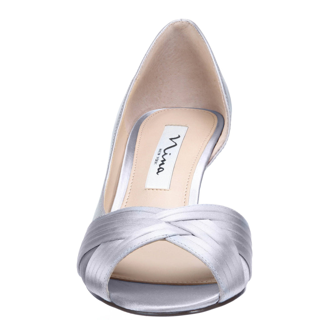 Silver Satin Pumps J9280